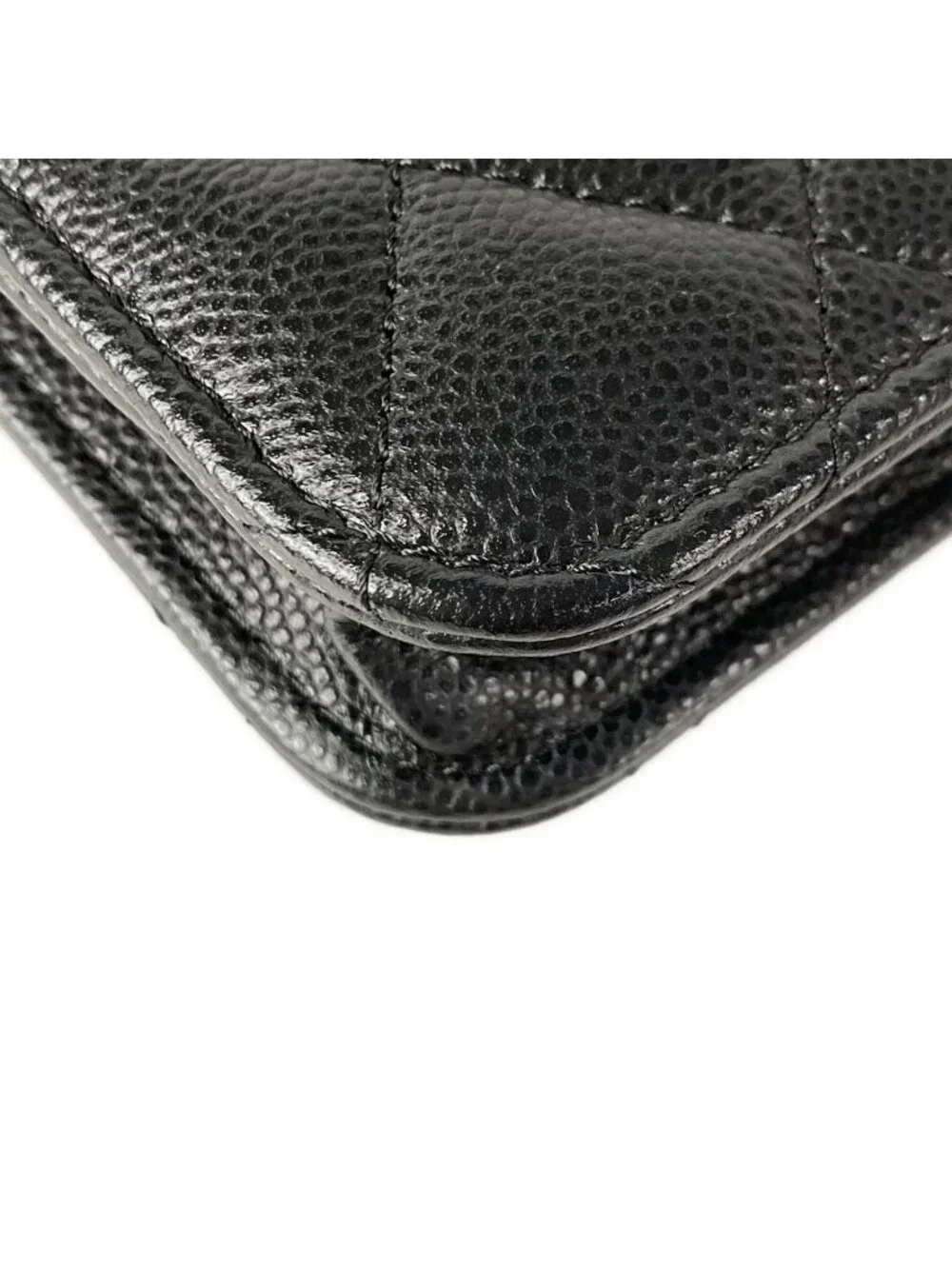 Chanel Shoulder Bag Quilted Black Gold Phone Strap Case Chain